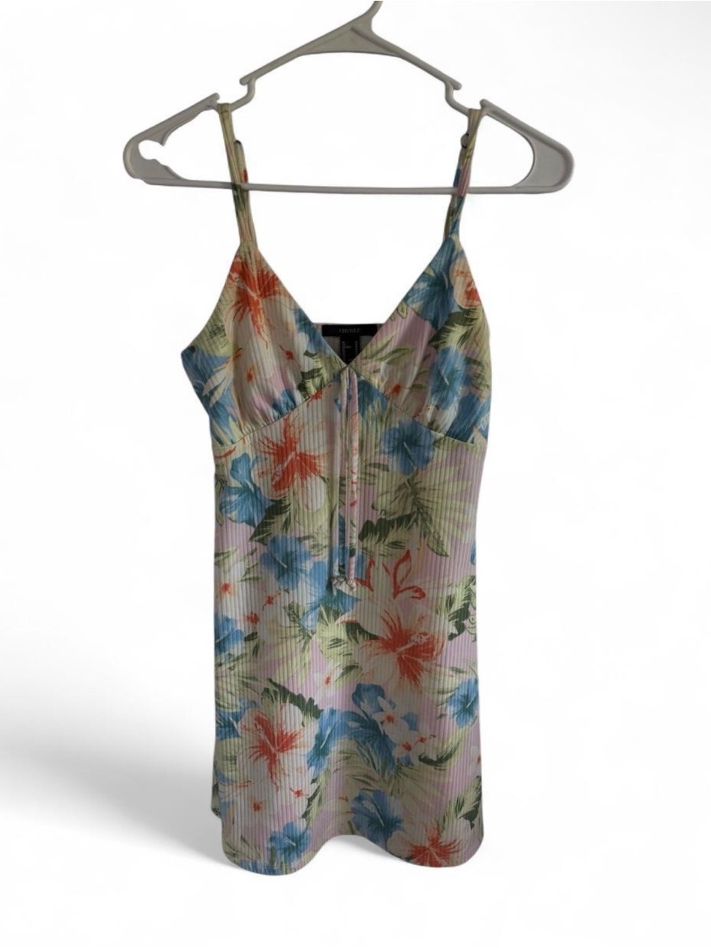 Forever 21 Floral Ribbed Camisole Dress - Blue, Orange, Green, Pink